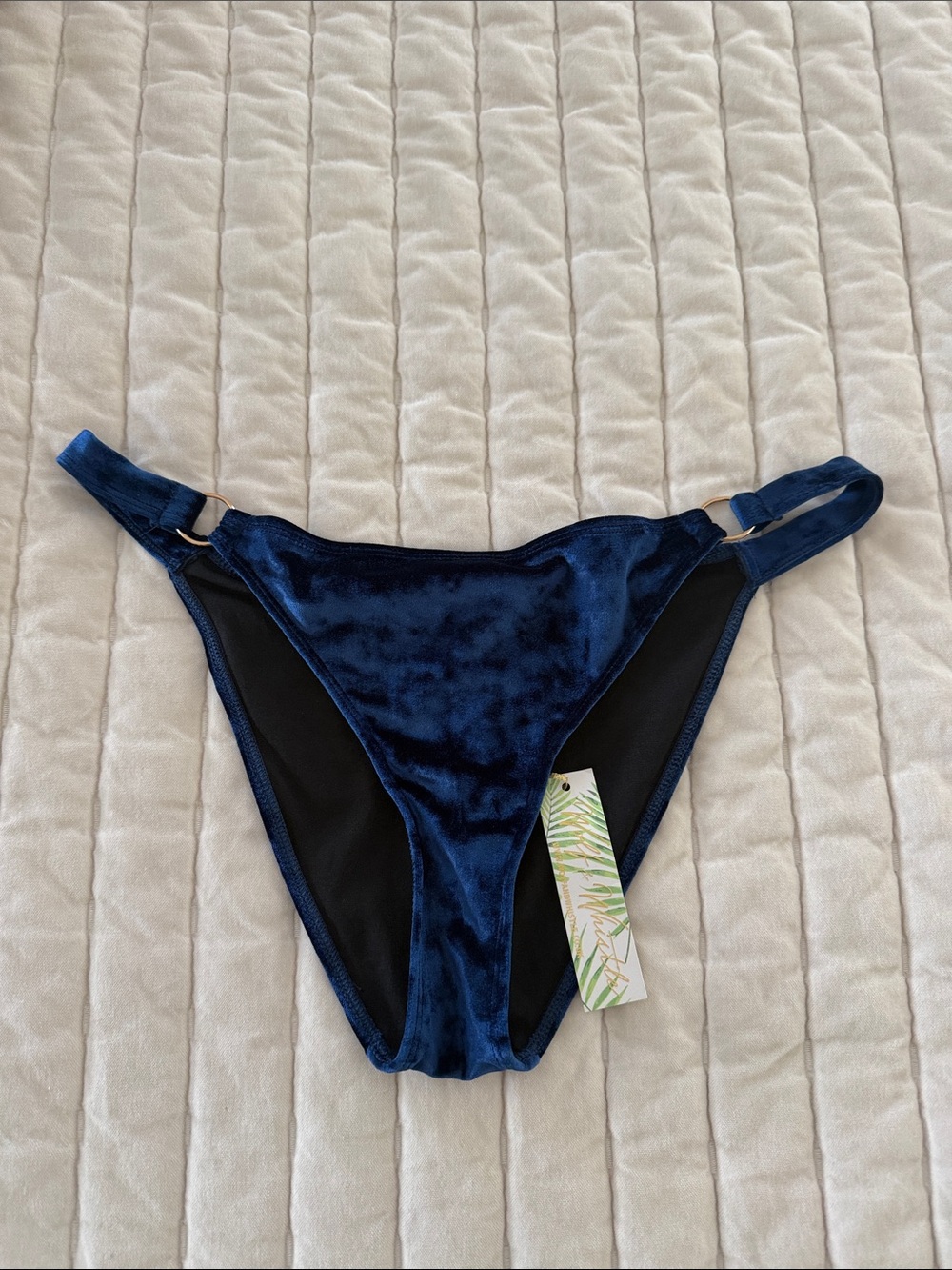 Women's Velvet Navy Blue Bikini Bottom